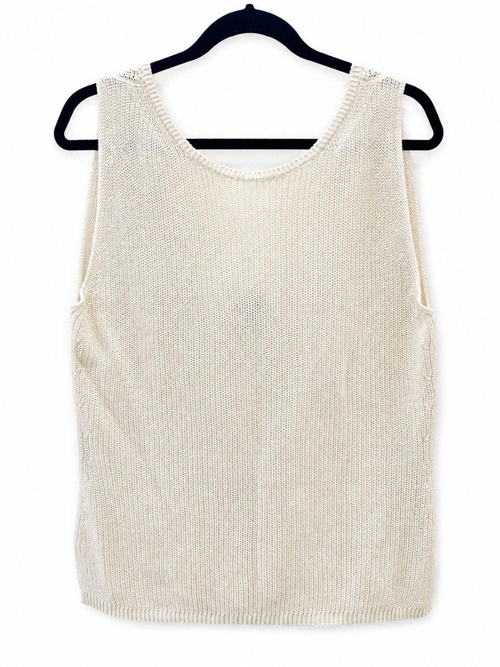 Massimo Dutti Cream Knit Sleeveless Sweater Tank Top Made in Italy Size M